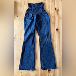 Indigo Blue Women's Dark Blue Wide Leg Maternity Jeans